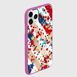Чехол iPhone 11 Pro матовый Новогодние линии красный синий, цвет: 3D-фиолетовый — фото 2