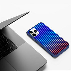 Чехол iPhone 11 Pro матовый Полосатый синий градиент, цвет: 3D-тёмно-синий — фото 2