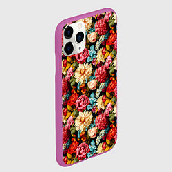 Чехол iPhone 11 Pro матовый Узор из роз и разных цветов, цвет: 3D-фиолетовый — фото 2