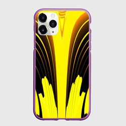 Чехол iPhone 11 Pro матовый Черно-желтые мотивы, цвет: 3D-фиолетовый