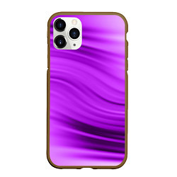 Чехол iPhone 11 Pro матовый Розово фиолетовый абстрактный узор волны, цвет: 3D-коричневый