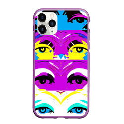 Чехол iPhone 11 Pro матовый Eyes - pop art - neural network, цвет: 3D-фиолетовый