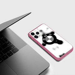 Чехол iPhone 11 Pro матовый Bmw black steel, цвет: 3D-малиновый — фото 2