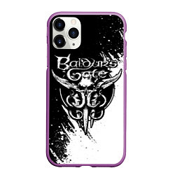 Чехол iPhone 11 Pro матовый Baldurs gate 3 - белая краска, цвет: 3D-фиолетовый