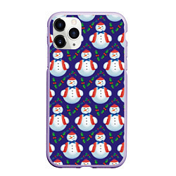 Чехол iPhone 11 Pro матовый Милые снеговики - зимний узор