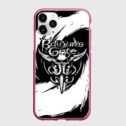 Чехол iPhone 11 Pro матовый Baldurs gate 3 - белые завихрения, цвет: 3D-малиновый