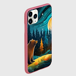 Чехол iPhone 11 Pro матовый Хозяин тайги: медведь в лесу, цвет: 3D-малиновый — фото 2
