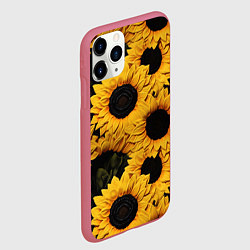 Чехол iPhone 11 Pro матовый Подсолнухи объемными мазками от нейросети, цвет: 3D-малиновый — фото 2
