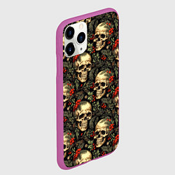 Чехол iPhone 11 Pro матовый Череп рябина шишки и хвойные ветки, цвет: 3D-фиолетовый — фото 2