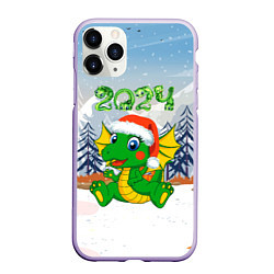 Чехол iPhone 11 Pro матовый Милый дракончик 2024 год, цвет: 3D-светло-сиреневый