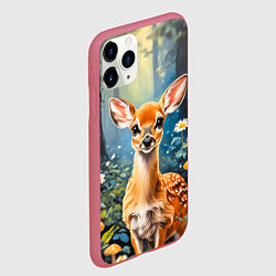 Чехол iPhone 11 Pro матовый Олененок в волшебном лесу, цвет: 3D-малиновый — фото 2