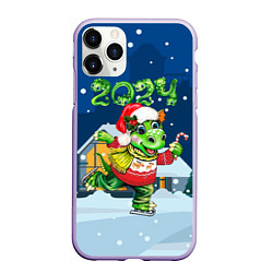 Чехол iPhone 11 Pro матовый Дракон на новый год, цвет: 3D-светло-сиреневый