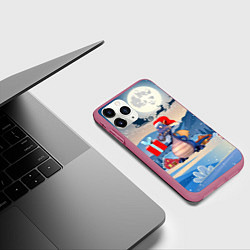 Чехол iPhone 11 Pro матовый Новогодний дракон 2024, цвет: 3D-малиновый — фото 2