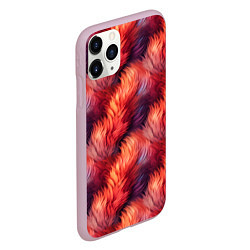 Чехол iPhone 11 Pro матовый Красный мех паттерн, цвет: 3D-розовый — фото 2