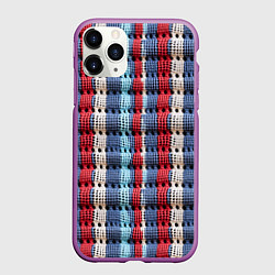 Чехол iPhone 11 Pro матовый Вязаный узор разноцветные вертикальные полосы, цвет: 3D-фиолетовый