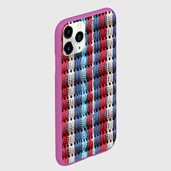 Чехол iPhone 11 Pro матовый Вязаный узор разноцветные вертикальные полосы, цвет: 3D-фиолетовый — фото 2