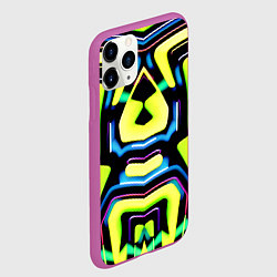Чехол iPhone 11 Pro матовый Mirror abstract composition - неон, цвет: 3D-фиолетовый — фото 2
