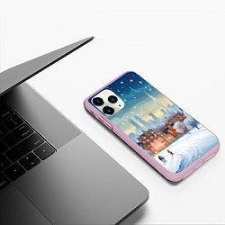 Чехол iPhone 11 Pro матовый Новогодний городок, цвет: 3D-розовый — фото 2