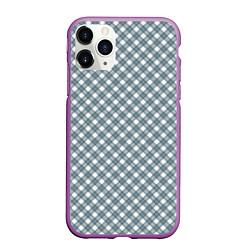 Чехол iPhone 11 Pro матовый Бело-серый узор в клетку, цвет: 3D-фиолетовый