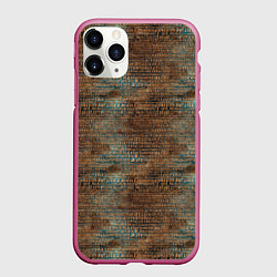 Чехол iPhone 11 Pro матовый Египетские иероглифы паттерн, цвет: 3D-малиновый