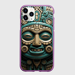 Чехол iPhone 11 Pro матовый Орнамент в стиле индейцев майя, цвет: 3D-фиолетовый