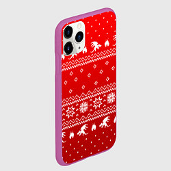 Чехол iPhone 11 Pro матовый Свитер с драконами - паттерн, цвет: 3D-фиолетовый — фото 2