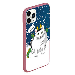 Чехол iPhone 11 Pro матовый Я дракон - кот, цвет: 3D-малиновый — фото 2