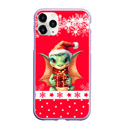 Чехол iPhone 11 Pro матовый Дракон с подарком - 2024, цвет: 3D-светло-сиреневый