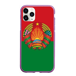 Чехол iPhone 11 Pro матовый Республика Беларусь, цвет: 3D-фиолетовый