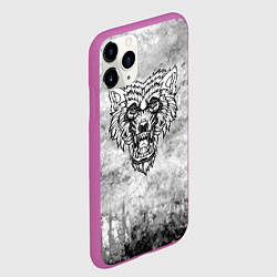 Чехол iPhone 11 Pro матовый Texture - Злой волк, цвет: 3D-фиолетовый — фото 2