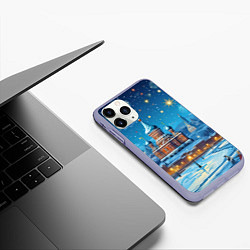 Чехол iPhone 11 Pro матовый Новогодняя Москва, цвет: 3D-светло-сиреневый — фото 2