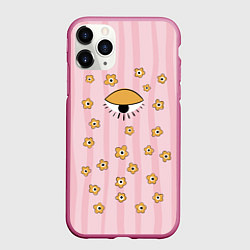 Чехол iPhone 11 Pro матовый Всевидящее, цвет: 3D-малиновый