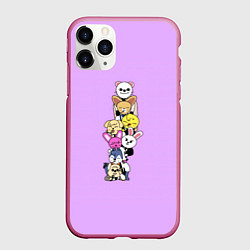 Чехол iPhone 11 Pro матовый Skzoo друг за другом, цвет: 3D-малиновый