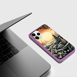 Чехол iPhone 11 Pro матовый Зимний предновогодний пейзаж, цвет: 3D-фиолетовый — фото 2