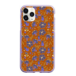 Чехол iPhone 11 Pro матовый Цветы в поле коричневый цвет, цвет: 3D-светло-сиреневый