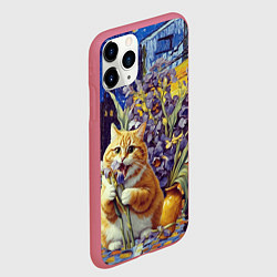 Чехол iPhone 11 Pro матовый Толстый рыжий кот Ван Гога, цвет: 3D-малиновый — фото 2