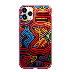 Чехол iPhone 11 Pro матовый Разноцветный узор в стиле абстракционизм