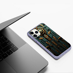 Чехол iPhone 11 Pro матовый Абстрактный узор в египетском стиле, цвет: 3D-светло-сиреневый — фото 2