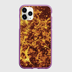 Чехол iPhone 11 Pro матовый Абстракция - желтый антрацит, цвет: 3D-фиолетовый