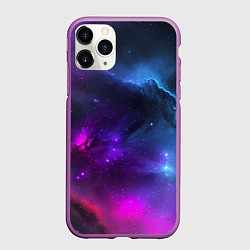 Чехол iPhone 11 Pro матовый Бескрайний космос фиолетовый, цвет: 3D-фиолетовый