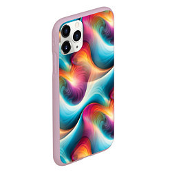 Чехол iPhone 11 Pro матовый Волнообразная разноцветная абстракция, цвет: 3D-розовый — фото 2