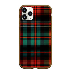 Чехол iPhone 11 Pro матовый Красно-зелёная шотландская клетка, цвет: 3D-коричневый