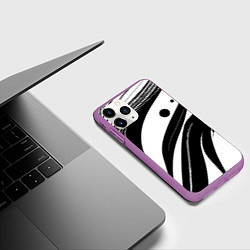 Чехол iPhone 11 Pro матовый Abstract black and white composition, цвет: 3D-фиолетовый — фото 2