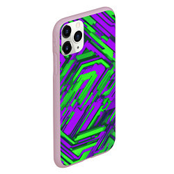 Чехол iPhone 11 Pro матовый Кибкрпанк полосы фиолетовые и зелёные, цвет: 3D-розовый — фото 2