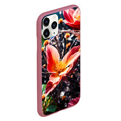 Чехол iPhone 11 Pro матовый Красный цветок капли, цвет: 3D-малиновый — фото 2