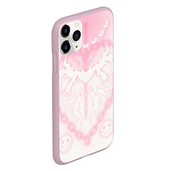 Чехол iPhone 11 Pro матовый Сердце на цепях, цвет: 3D-розовый — фото 2