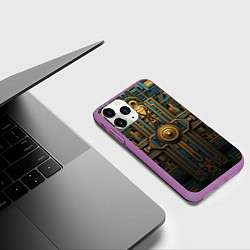 Чехол iPhone 11 Pro матовый Симметрический узор в египетском стиле, цвет: 3D-фиолетовый — фото 2