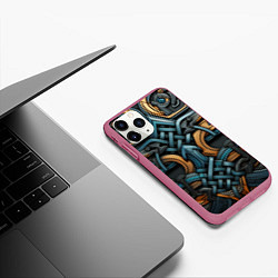 Чехол iPhone 11 Pro матовый Асимметричный узор в скандинавском стиле, цвет: 3D-малиновый — фото 2