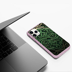 Чехол iPhone 11 Pro матовый Симметричный узор в ирландском стиле, цвет: 3D-розовый — фото 2