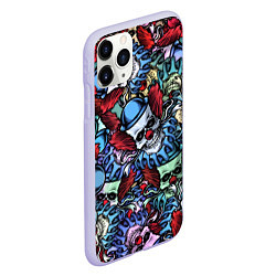 Чехол iPhone 11 Pro матовый Череп клоун паттерн, цвет: 3D-светло-сиреневый — фото 2